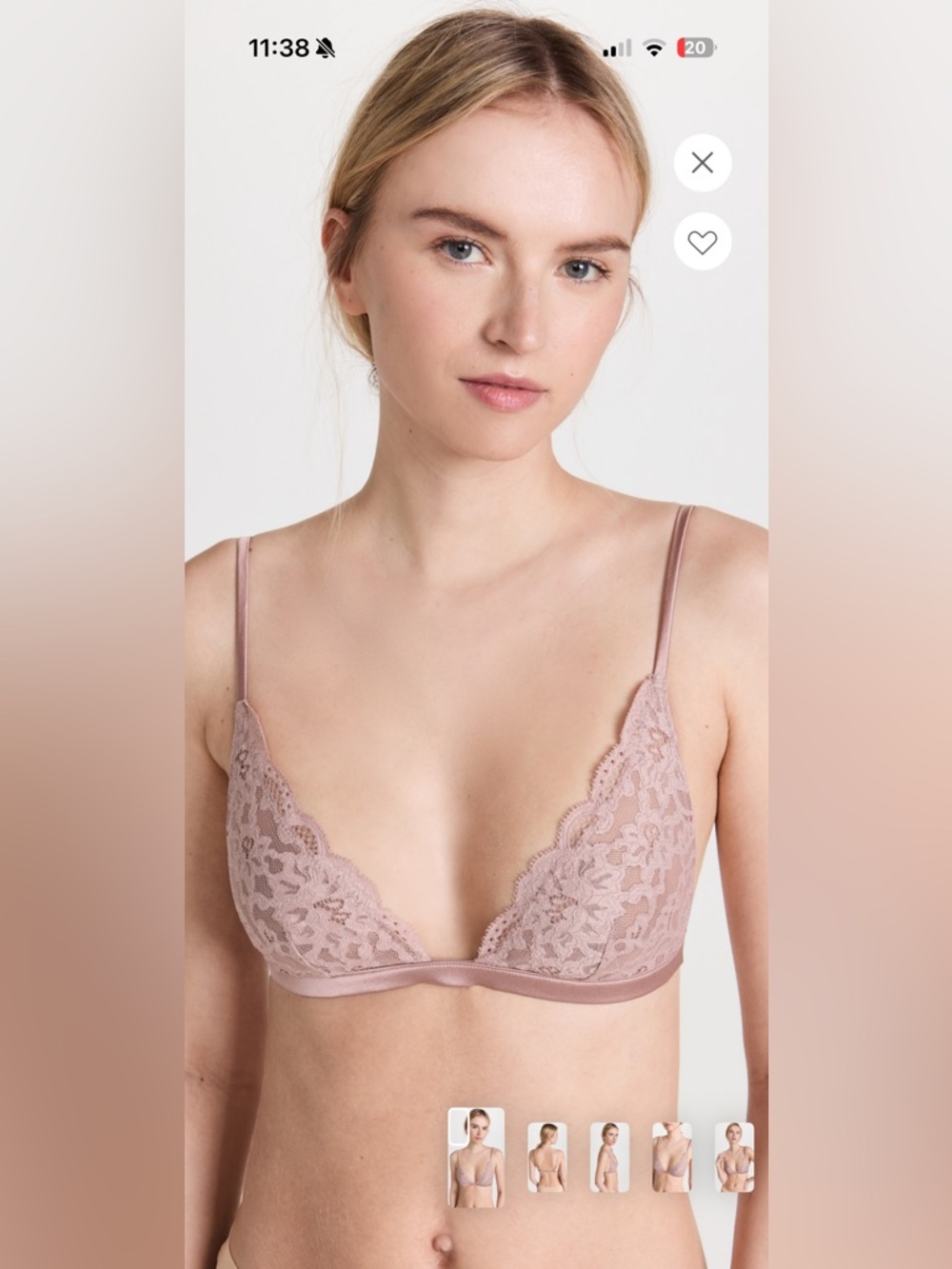 Fleur du Mal Dusty Rose Lace Triangle Bralette